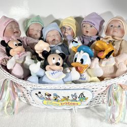 Ashton Drake Disney Babies Collection porcelain dolls with basket
