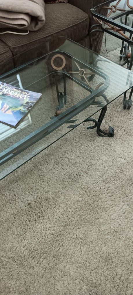 Coffee Table And 2 End Tables Glass Top