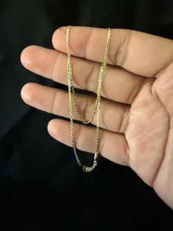 18K Solid Gold Mirror Link Chain 24 Inch