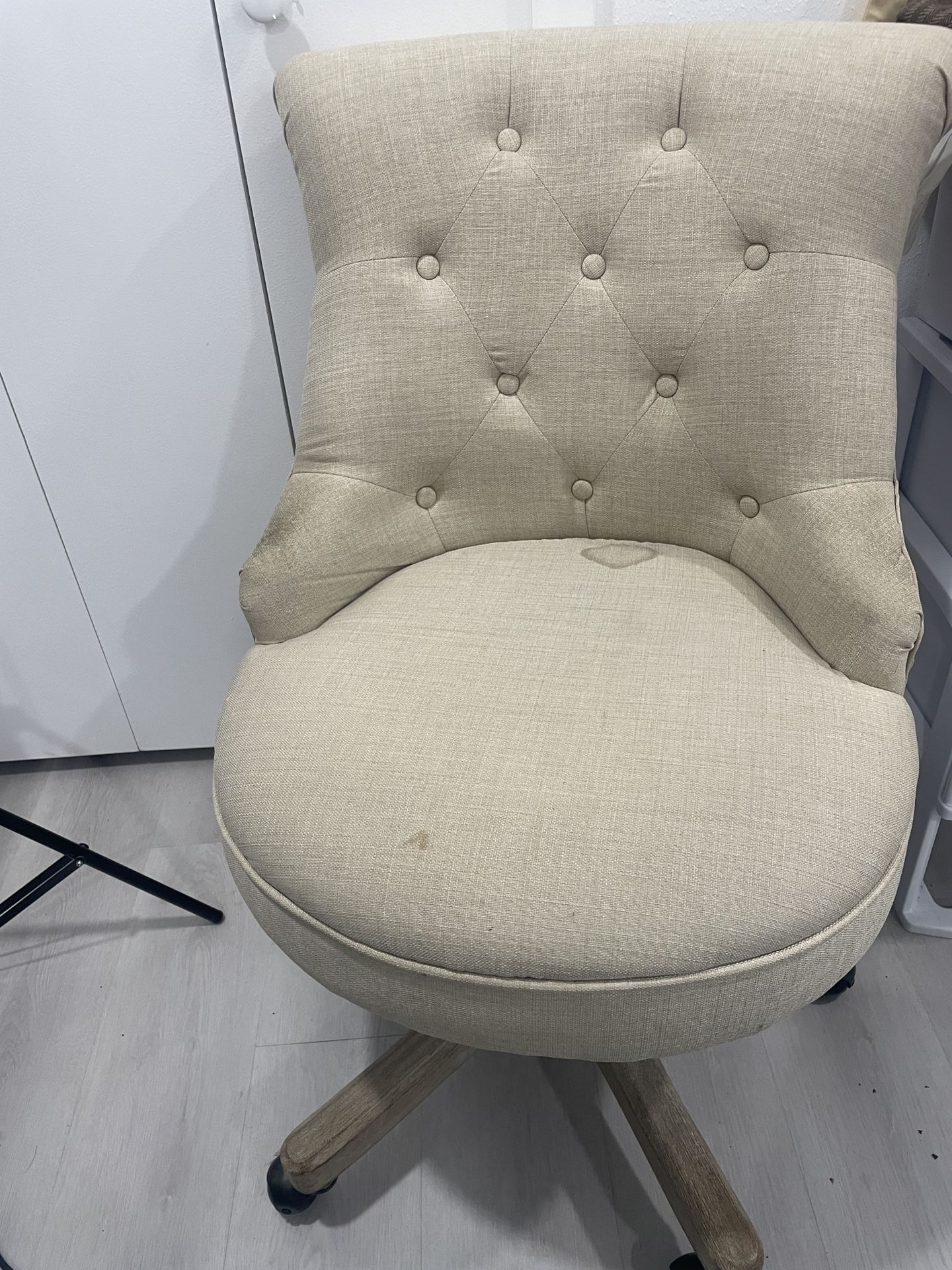 World Market tufted office chair ivory