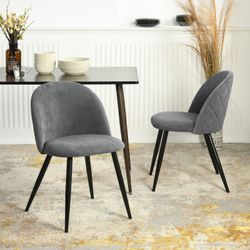 Homy Casa Zomba 30" Fabric Dining Chair with Black Metal Legs, Grey,Open Box