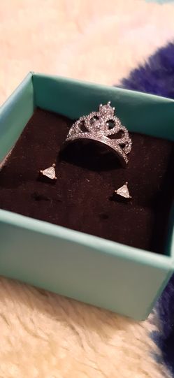 *ONLY $8.00 CZ Diamond Princess Ring Earring Set* ONLY $8.00
