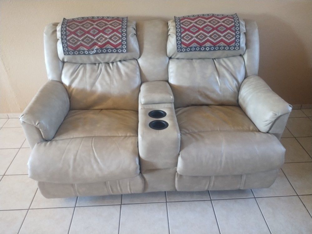 cream pig Leather matching couches