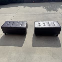 Brown vinyl ottomans