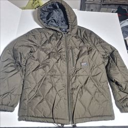Olive Green Quilted Puffer Jacket with Hood( ANDREW MARC)