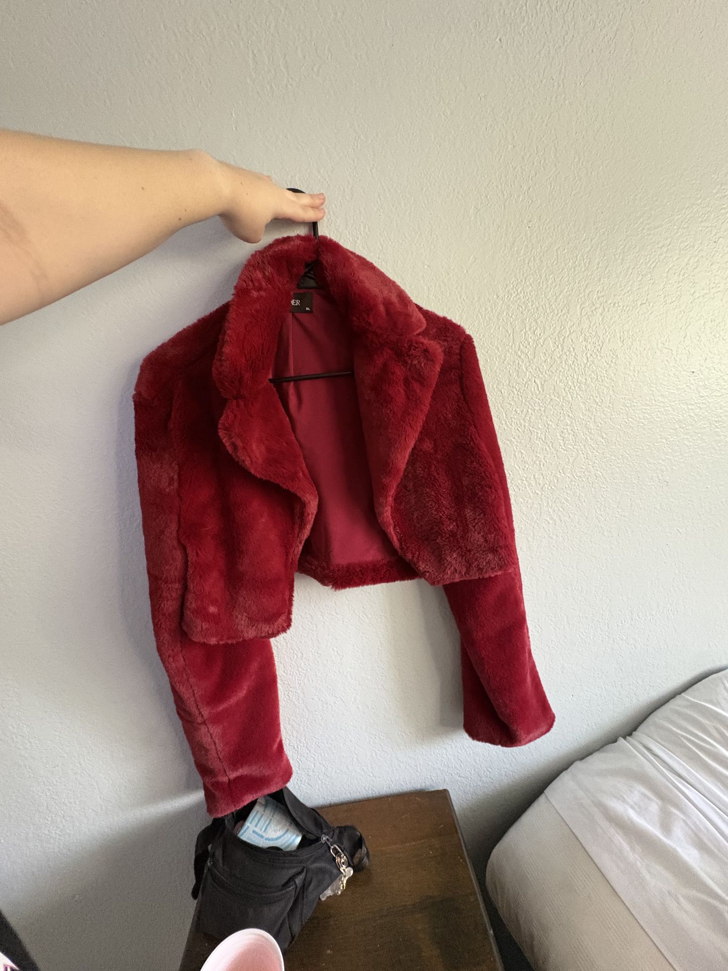 Fluffy Short Red Jacket