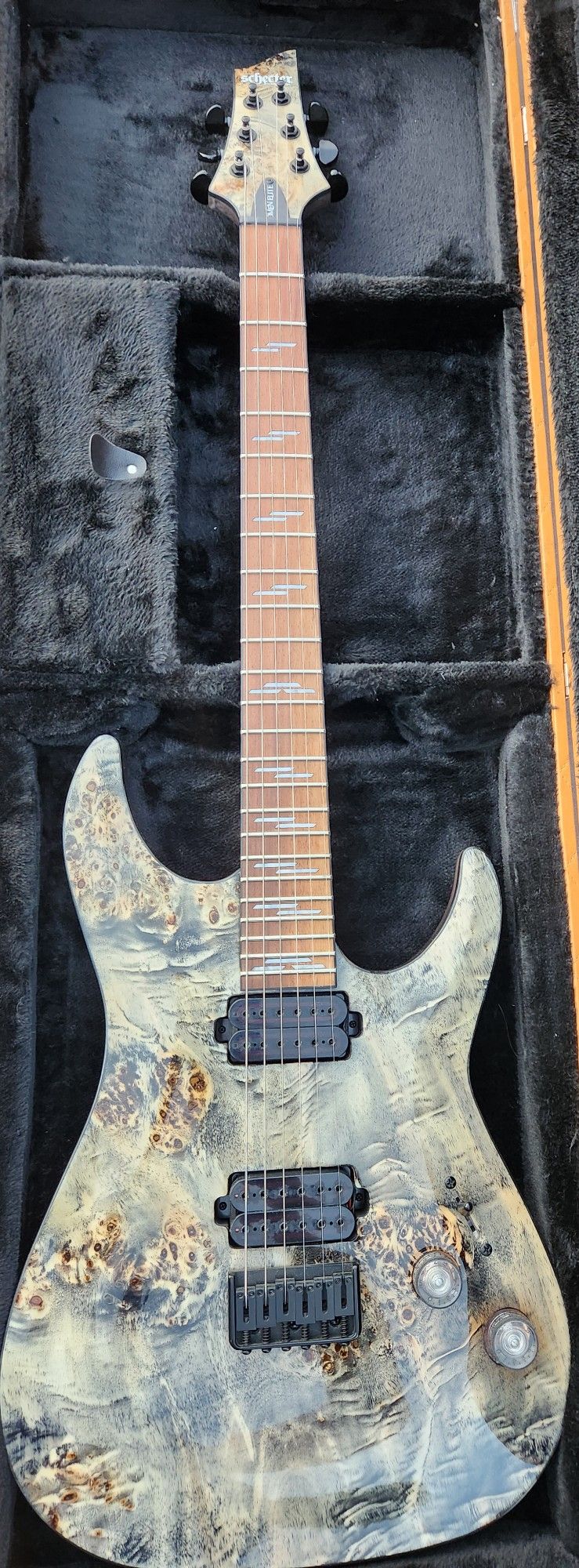 Schecter Omen Elite 7 MINT Charcoal Granite Marble w/HSC
