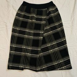 Ogres Trikotaza Womens Black White Green Plaid Skirt Size Large Wool