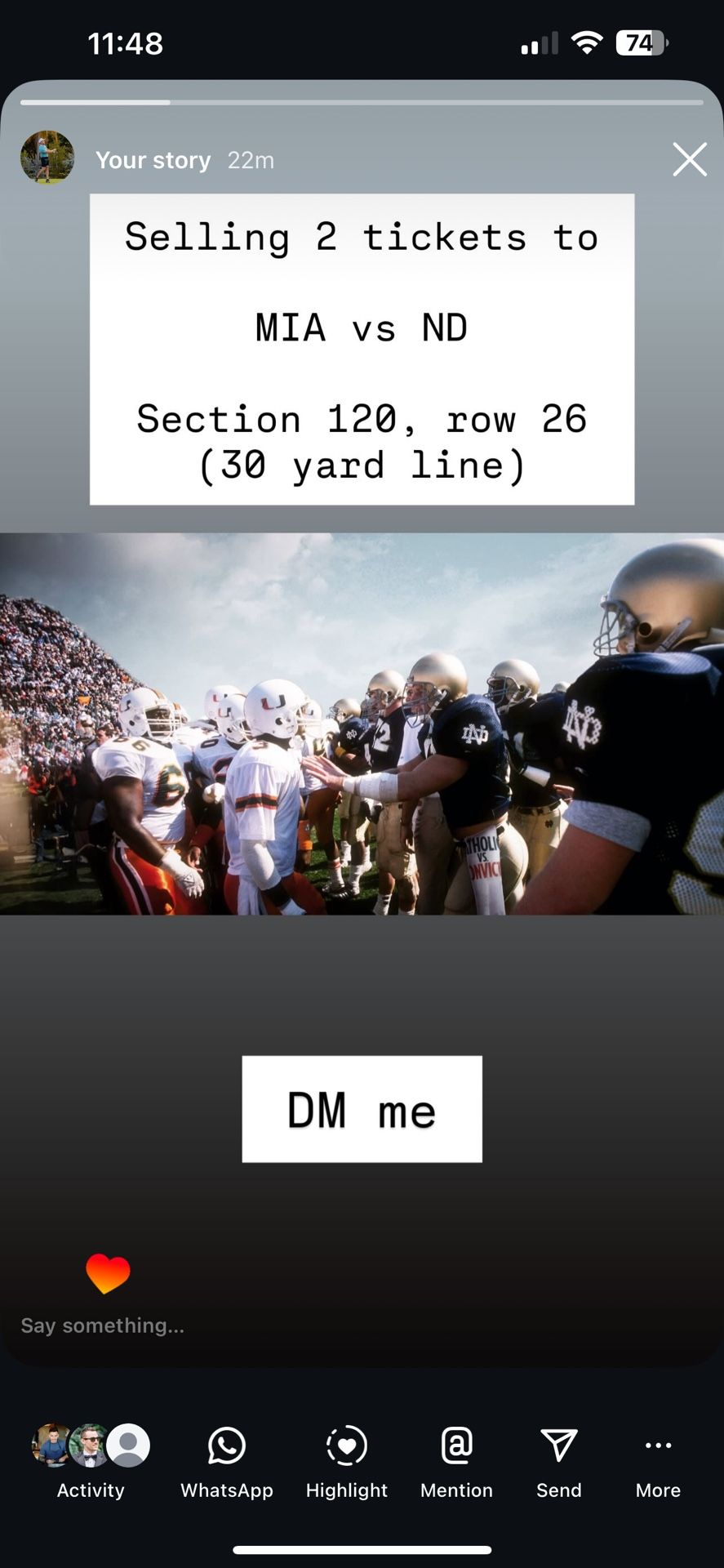 MIA vs ND Lower Bowl Tickets