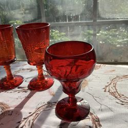 VINTAGE FENTON RUBY RED LIQUOR COCKTAIL GLASS GEORGIAN HONEYCOMB PATTERN 1930’s