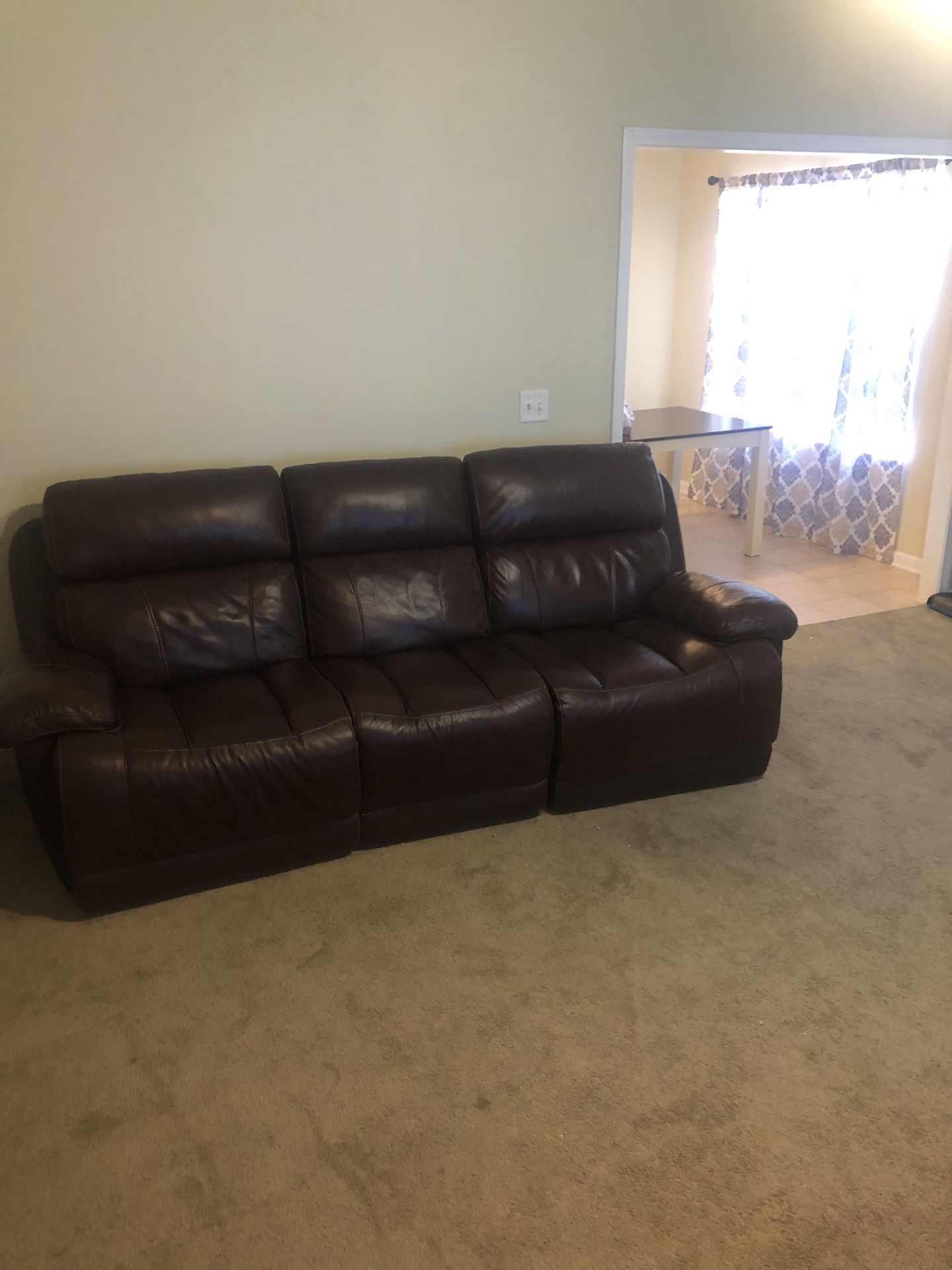 Real Leather Power Control Couch and Loveseat
