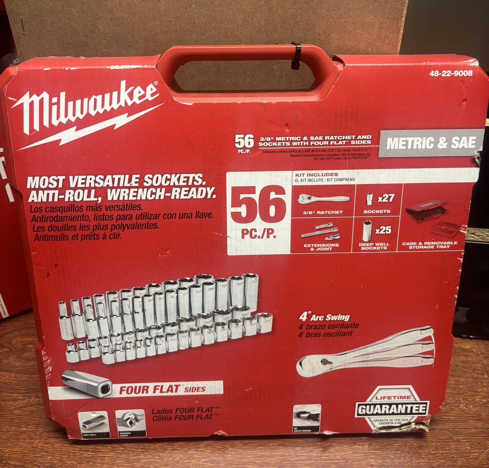 Milwaukee 3/8 in. Drive SAE/Metric Ratchet and Socket Mechanics Tool Set (56-Piece)
