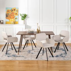 Homy Casa Rosa 5PC Dining Set 47” Rectangular Walnut Wooden Dining Table with 4 California Beige Dining Chair