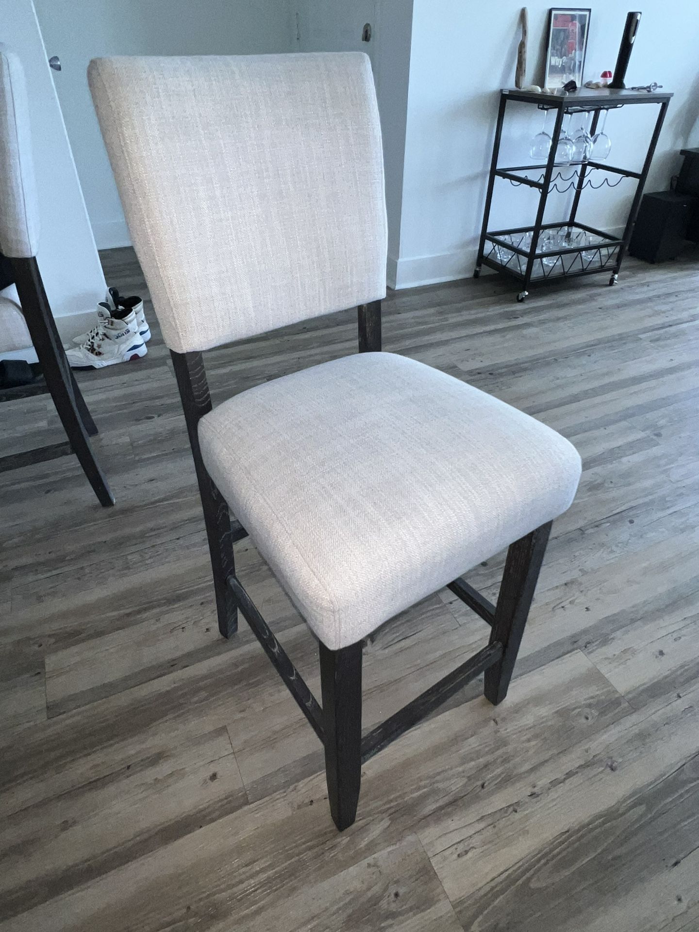 Leick Upholstered Back Counter Height Barstool (Set of 2), Grey for