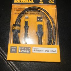 Dewalt DXMA1311325 USB Charging Cable For iPhone / Lightning / iPad 6' (6ft) 