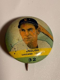 1932-34 Orbit Gum PR2 #32 Woody English Chicago Cubs Vintage Baseball Pinback