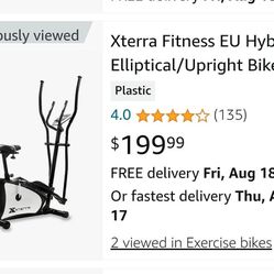 Xterra Fitness EU Hybrid Elliptical/Upright Bike $125 00 OBO