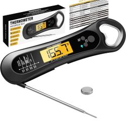 Meat Thermometer Digital for Cooking, Biison Instant Read Meat Thermometer, Waterproof, Backlight, Fast Accurate & Calibration Food Thermometer, Kitch