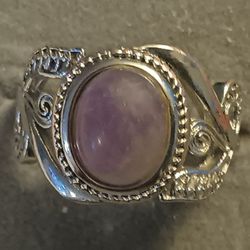 Vintage Amethyst Sterling Silver Flower Ring
