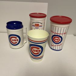 Vintage  3 Chicago Cubs  Plastic Ice Drink Cup & 1988 US Olympic Team Gymnastics Plastic Cup
