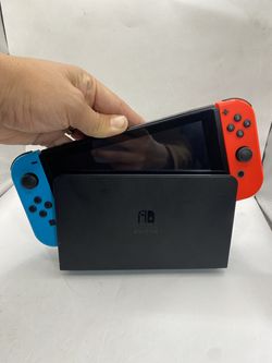 Nintendo Switch Neon Red Blue Console + Dock, tested