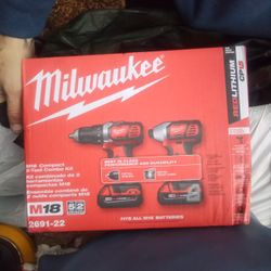 Milwaukee Drill Combo Kit With Charger And Batteries Plus Bonus Milwaukee Bag