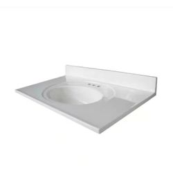 Glacier bay 37 in. x 19 in. Cultured Marble White Round Single Sink Vanity Top in White