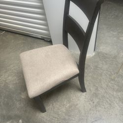 3 Chairs Grey Wood With Tan Cushions 