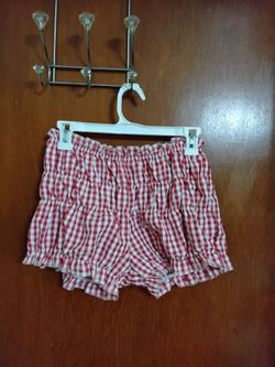 Red Gingham Ruffle Shorts. Size small