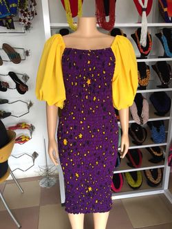 Quality African fabric stretch dress - size 4 to 6