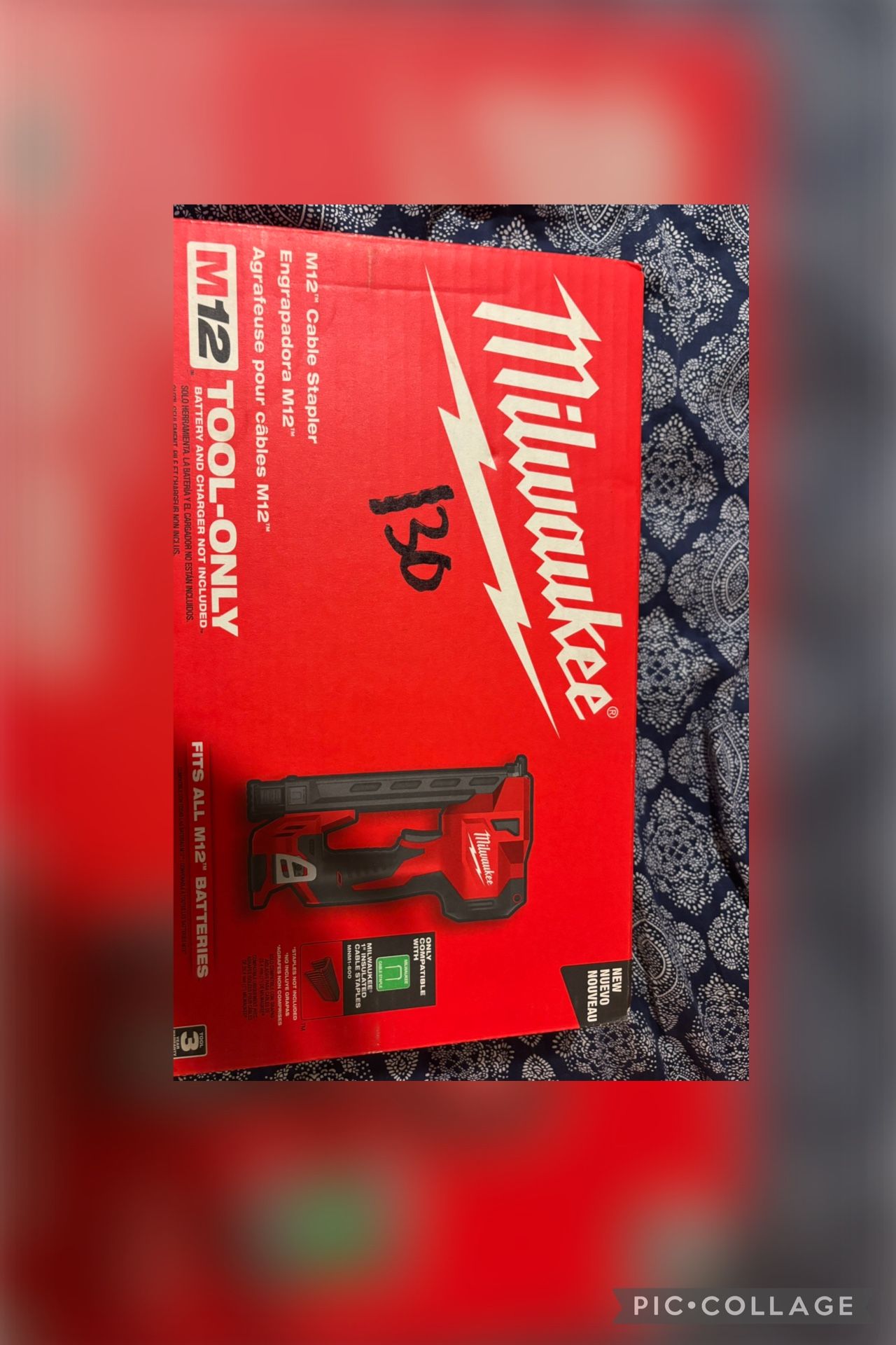 Milwaukee Red Power Tools Kit Cable Stapler M12