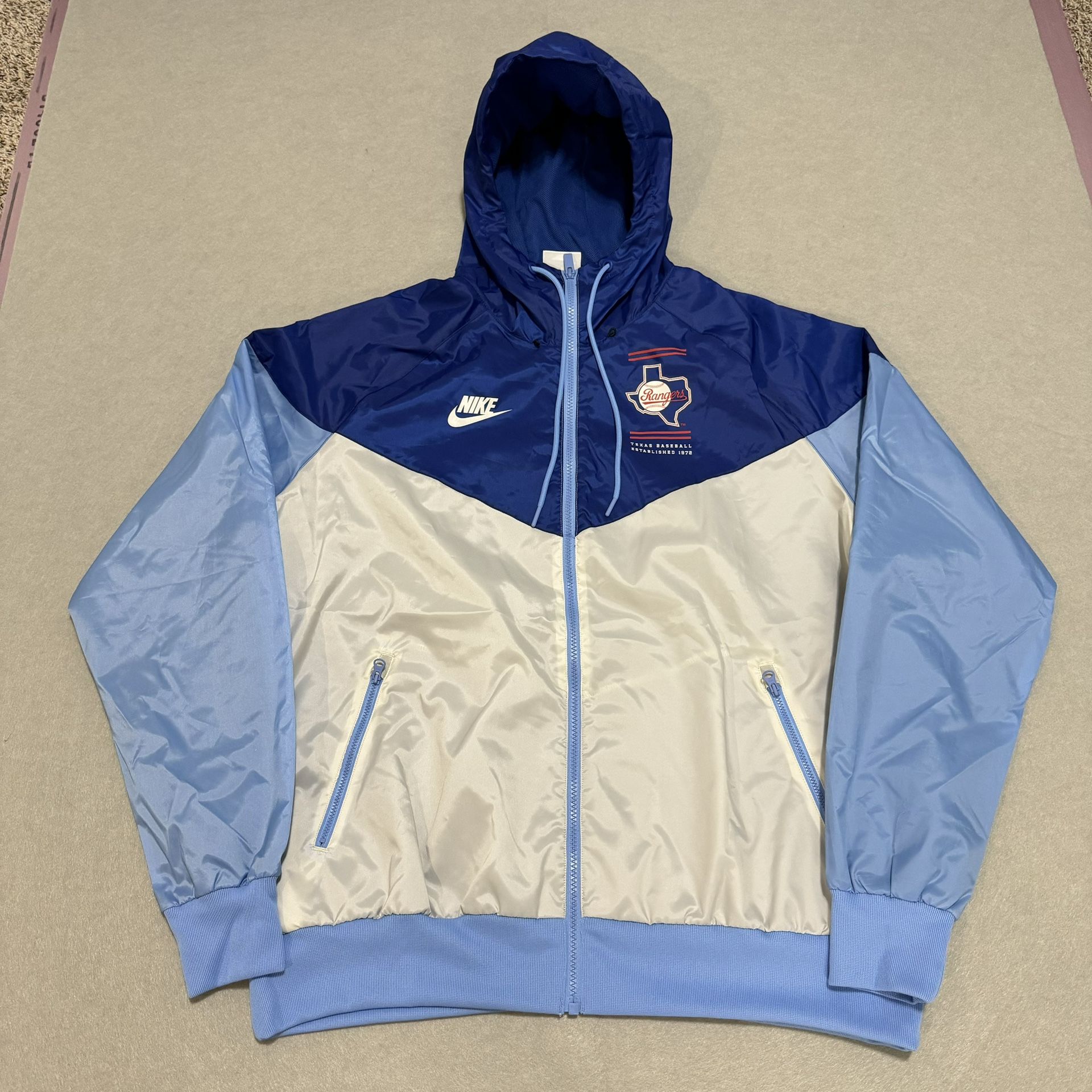 Nike X Cooperstown Texas Rangers Full Zip Windrunner Hooded Jacket Men’s Size L
