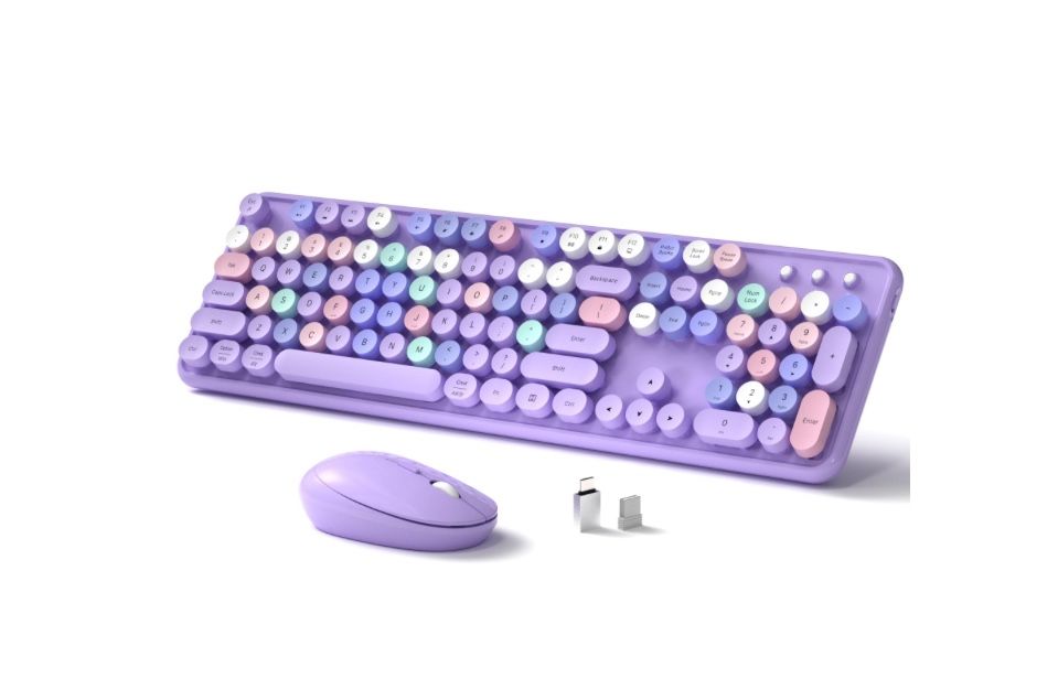 Links9+ Wireless Keyboard And Mouse, Full-Size Retro Typewriter Keyboard.