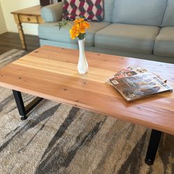 Handcrafted Hearted Redwood Coffee Table