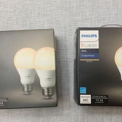 Philips Hue White A19 2-Pack (x2) (4 total) 60W Equivalent Dimmable LED Smart Bulbs