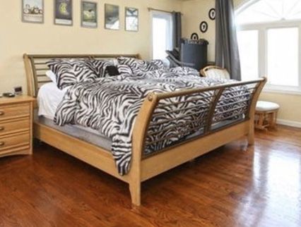 King sleigh bed - frame, head and foot boards - mattress not included