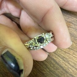 Bridal set with black diamond 