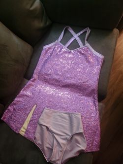 Purple sequence short dance dress w/ undergarment