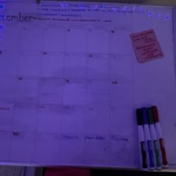 Calendar Whiteboard + 4 Expo Markers W/ Erasers