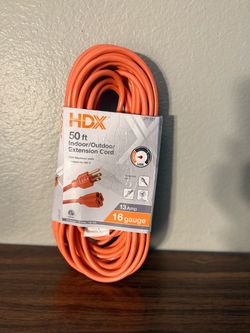 HDX 50 ft. 16/3 Light Duty Indoor/Outdoor Extension Cord, Orange
