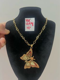 For Wedding 18K Yellow Gold Chain and Pendant 13.9Gr 18 Inches Long