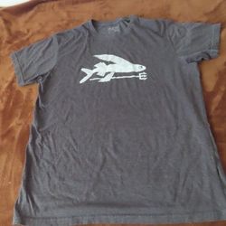 PATAGONIA MENS TSHIRT FISH TRIDENT GREY SLIM FIT L