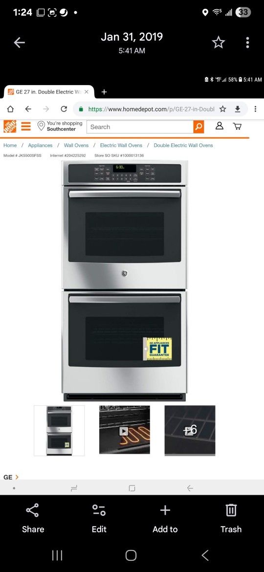 Double Electric Wall Oven G.E