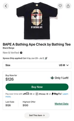 Black and Beige BAPE Tee