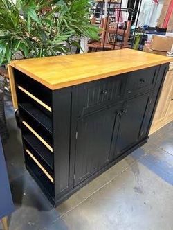 Newly Assembled Kitchen Island with Storage & Power Outlet Large Mobile Kitchen Cart