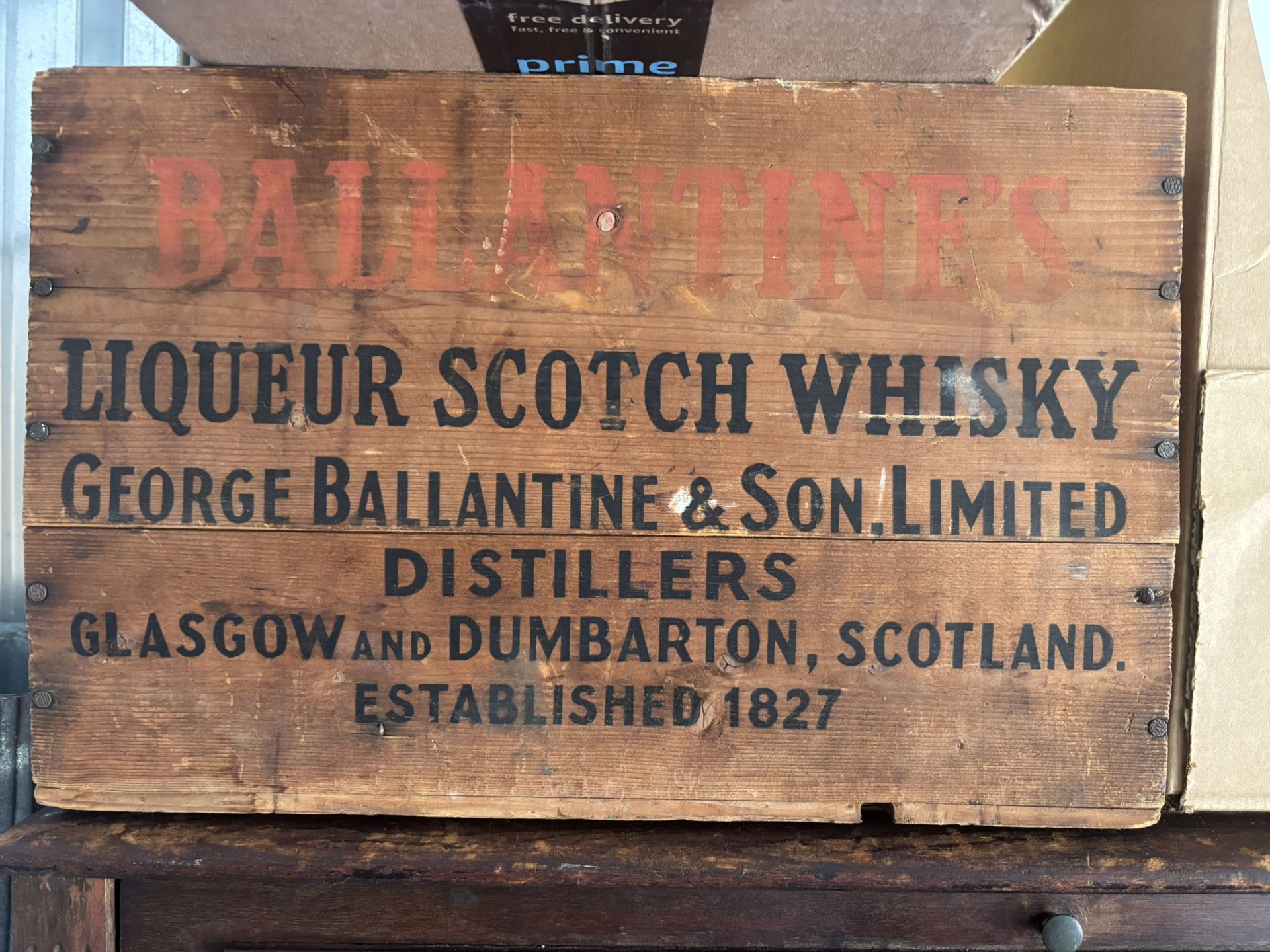 Vintage Ballantine Scotch Whiskey Crate