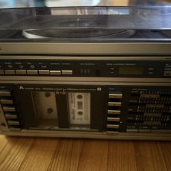 Seats Record Player And Panasonic Thruster Speakers 3 Piece Set