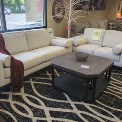 NEW White Mid Century Modern Sofa And Loveseat Set On Sale Now