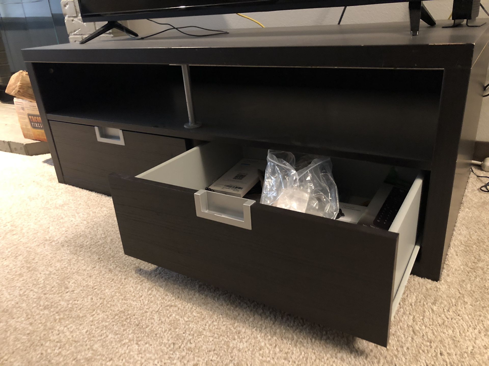 2 drawer TV stand with wheels