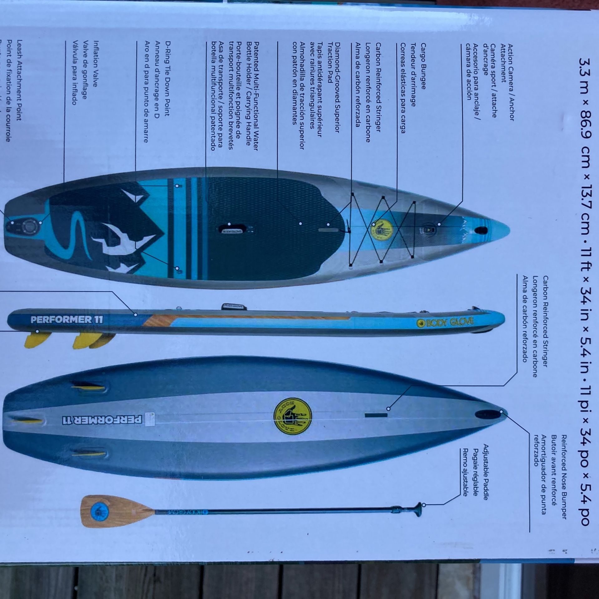 Body glove Performer 11 Inflatable Stand Up Paddle Board for Sale in